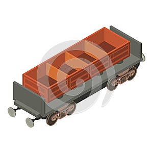 Wagon coal icon, isometric 3d style