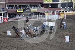 Wagon and horses, race track, Calgary