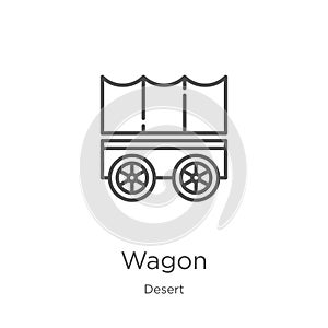 wagon icon vector from desert collection. Thin line wagon outline icon vector illustration. Outline, thin line wagon icon for