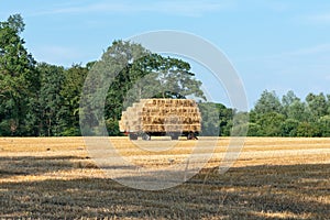 Wagon with straw bales ready for transport