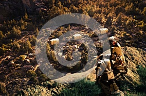 Wagon train before attack