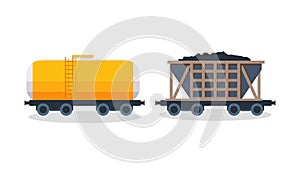 Wagons: transportation and cargo carriage coal. Wagons with freight, cisterns.