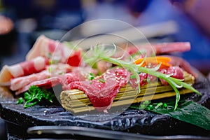 Wagyu beef in Japanese grilled restaurant with selective focus