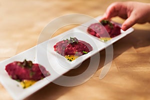 Wagyu beef tartar with yuzu sauce