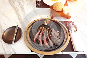 Wagyu Flank Stake, belly stomach part from Australia, American Style Luxury Restuarant photo