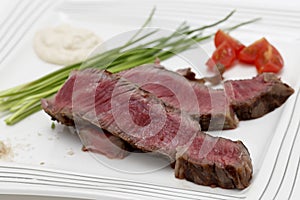 Wagyu steak dinner closeup