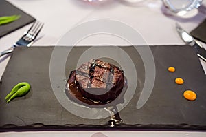 Wagyu steak at a fancy restaurant