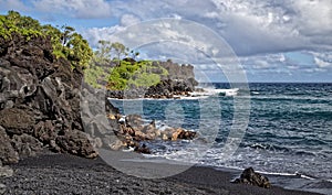 Waianapanapa State Park's Black Sand Beach Maui Hawaii