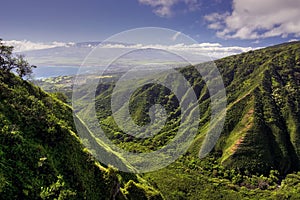 Waihee Ridge Trail, over looking Kahului and Haleakala, Maui, Hawaii