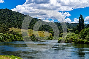 Waikato River flows through Ngaruawahai,Waikato,New Zealand