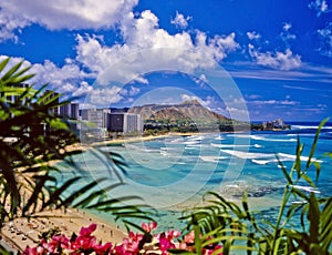 Waikiki beach and diamond head photo