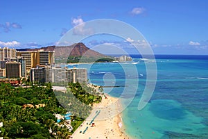 Waikiki Beach and Diamond Head in Hawaii