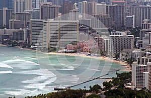 Waikiki Beach And Downtown Honolulu