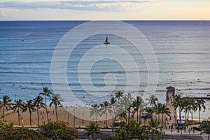 Waikiki Beach, Hawaii at sunset