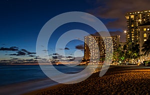 Waikiki beach at night