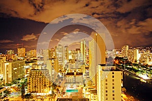 Waikiki Downtown at Night