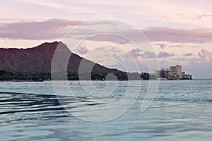 Waikiki hawaii pink sunset