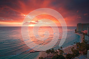 Waikiki resort sunset