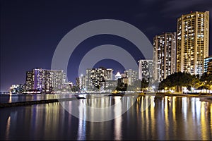 Waikiki Skyline at Night