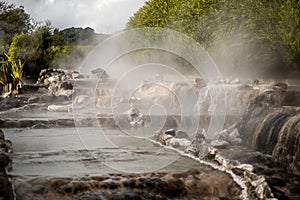 Waikite hot stream and terraces, volcanic valley