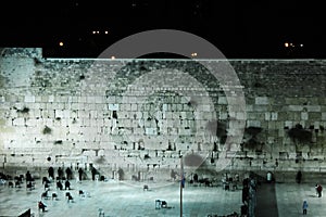 The Wailing Wall in Jerusalem at Night