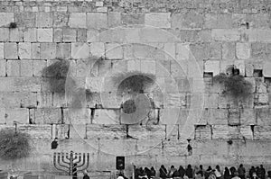 Wailing Wall, west wall. A place of prayers and prayers from Judaism believers. A holy place of pilgrimage for Jews from all over