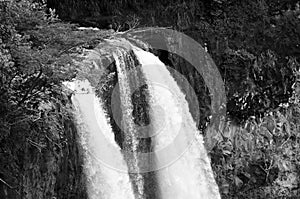 Wailua Falls in Black and White.