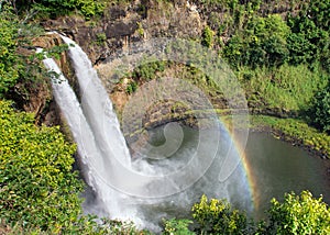 Wailua falls and rainbow