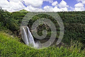 Wailua Falls twin waterfalls, Kauai, Hawaii, United States