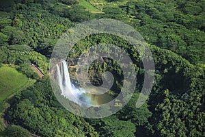 Wailua Waterfall, Kauai with rainbow