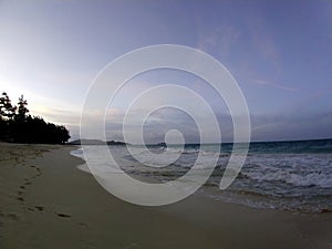 Waimanalo Beach at Dusk looking towards mokulua islands photo