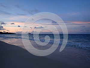 Waimanalo Beach looking towards Mokulua islands at dusk