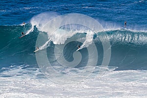 Waimea bay Oahu Hawaii, Surfers ride a big wave