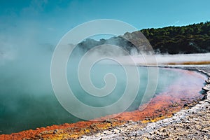 Waiotapu, also spelt Wai-O-Tapu is an active geothermal area at the southern end of the Okataina Volcanic Centre.