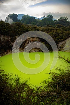 Waiotapu, also spelt Wai-O-Tapu is an active geothermal area at the southern end of the Okataina Volcanic Centre, just north of