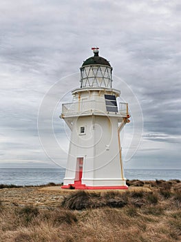 Waipapa point lighthouse in Southland region of New Zealand