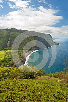 Waipio valley lookout sign on Hawaii Big Island