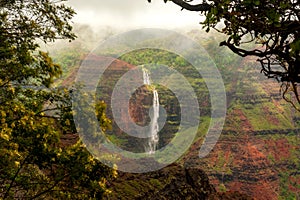 Waipo`o Falls, Waimea Canyon, Kauai, Hawaii.