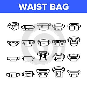 Waist Bag Accessory Collection Icons Set Vector