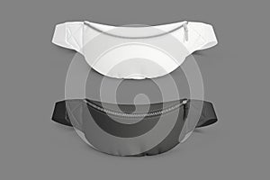 Waist bag, belt pouch or fanny pack, 3D realistic isolated mockup template.