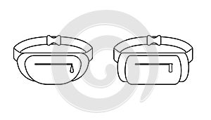 Waist bag outline. Storage, bumbag. Fanny pack for man and woman. Vector illustration