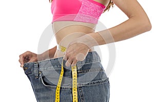 Waist line measuring with a tape