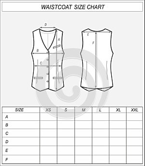 Waistcoat size chart. Business vest