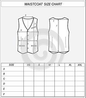 Waistcoat size chart. Business vest