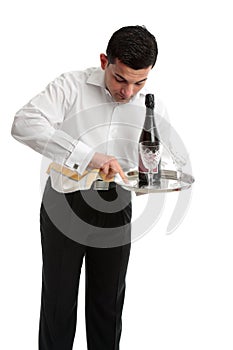 Waiter or bartender at work