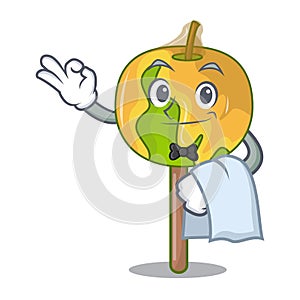 Waiter candy apple mascot cartoon