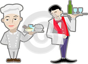 Waiter and chef