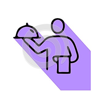 Waiter line icon, vector pictogram of hotel room service