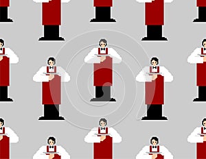 Waiter pixel art pattern seamless. pixelated Service staff in the restaurant background. 8bit texture
