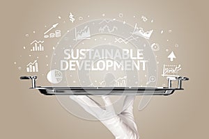 Waiter serving business idea concept